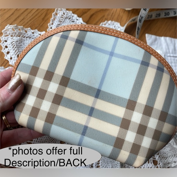 BURBERRY Blue NOVA CHECK POUCH💙Excellent Condition🔥Made in Italy🇮🇹 7”x 5”!🔥 - Picture 3 of 11